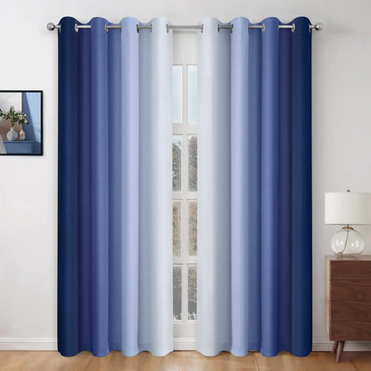 HOMEIDEAS Navy Blue Ombre Blackout Curtains 52 X 96 Inch