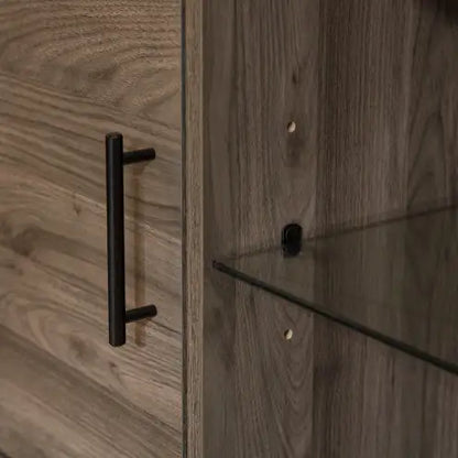 Mid-Century Modern 2-Door TV Stand For TVs With Glass Shelf - Slate Grey