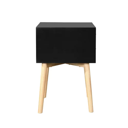 Side Table, With 2 Drawers And Rubber Wood Legs