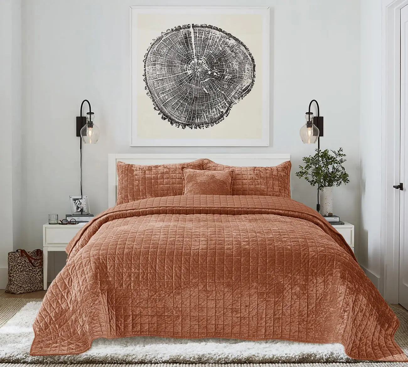 COCOPLOCEUS 3 Pieces Luxurious Velvet King Set