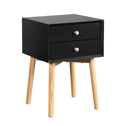 Side Table, With 2 Drawers And Rubber Wood Legs
