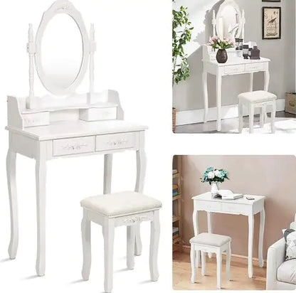 Vanity Table Set With 4 Drawer