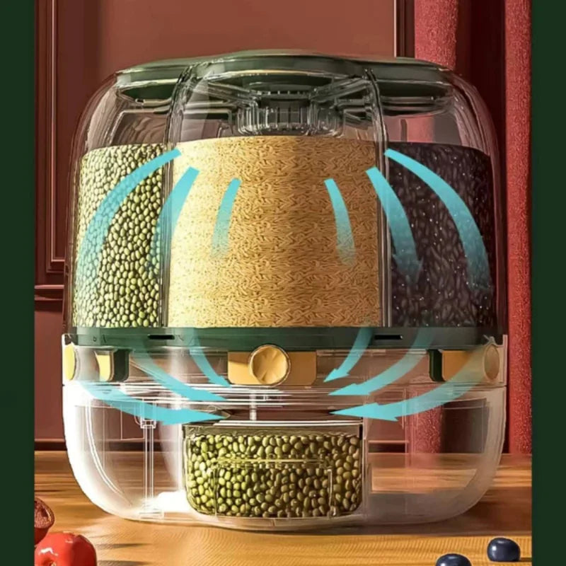 Large 360° Rotating Food Storage Container for Kitchen