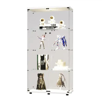 Two-door LED Lights Glass Display Cabinet, 4 Shelves