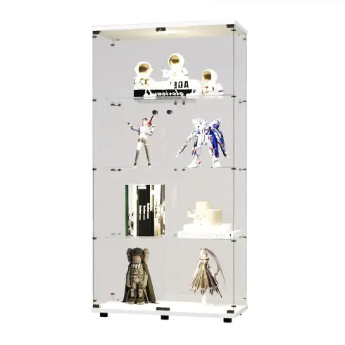 Two-door LED Lights Glass Display Cabinet, 4 Shelves