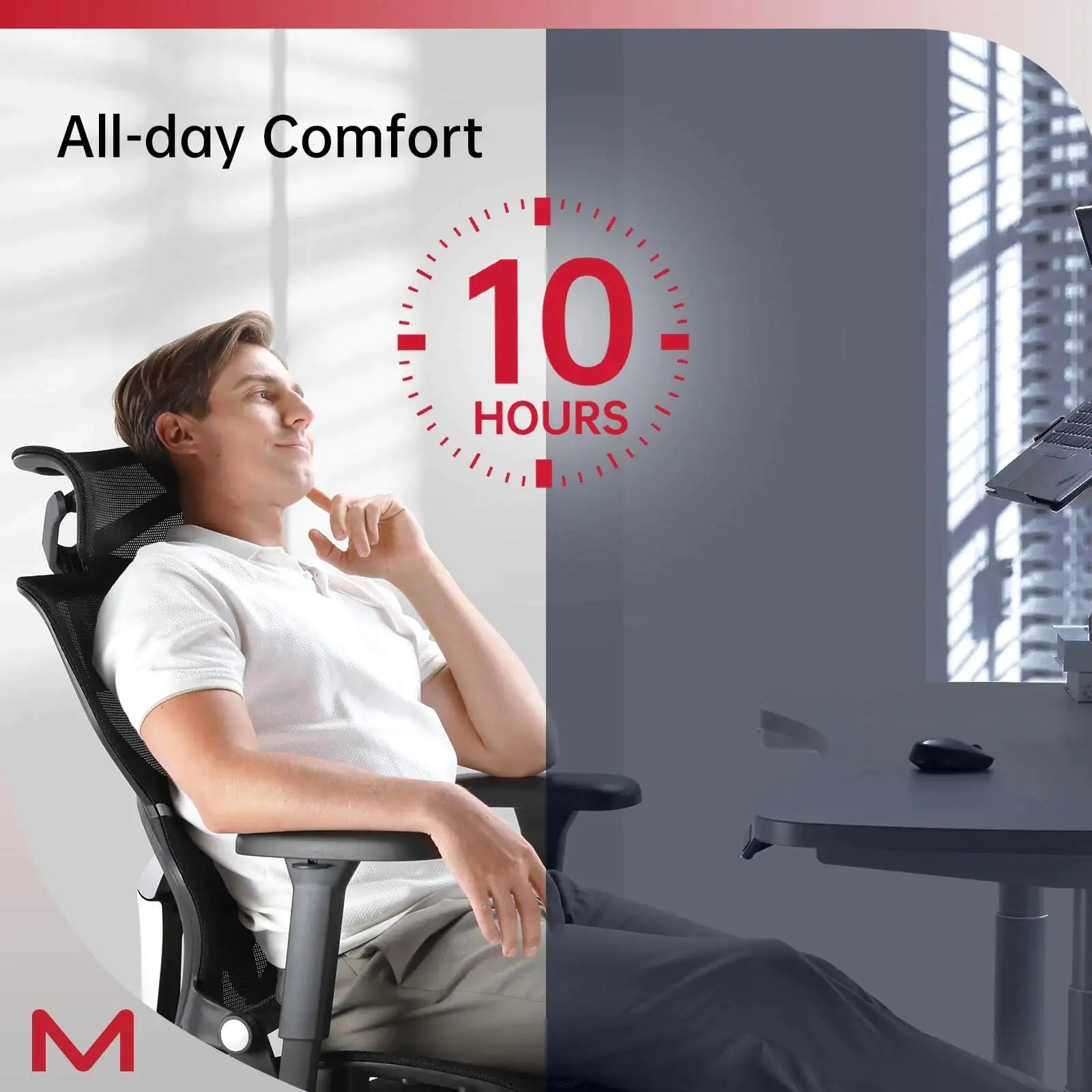 Ergonomic Office Chair With Footrest, Tilt Mesh Computer Chair