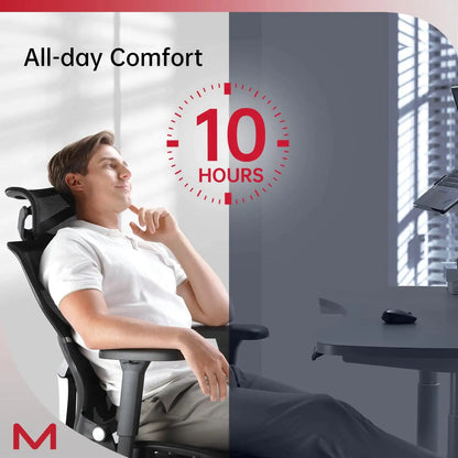 Ergonomic Office Chair With Footrest, Tilt Mesh Computer Chair