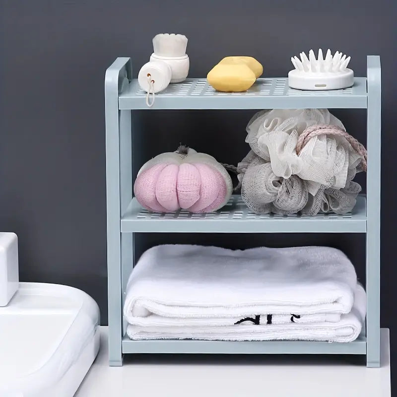 Three-Layer Adjustable Bathroom Cosmetic Storage Rack