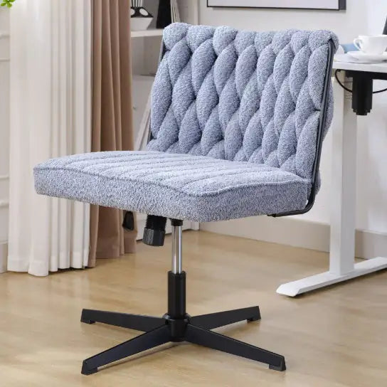Blue Armless Stationary Desk Chair