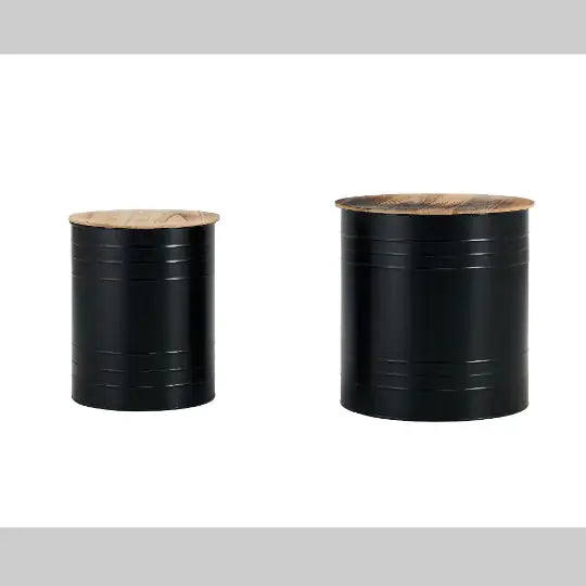 Farmhouse Rustic Metal Accent Cocktail Table, Set Of 2