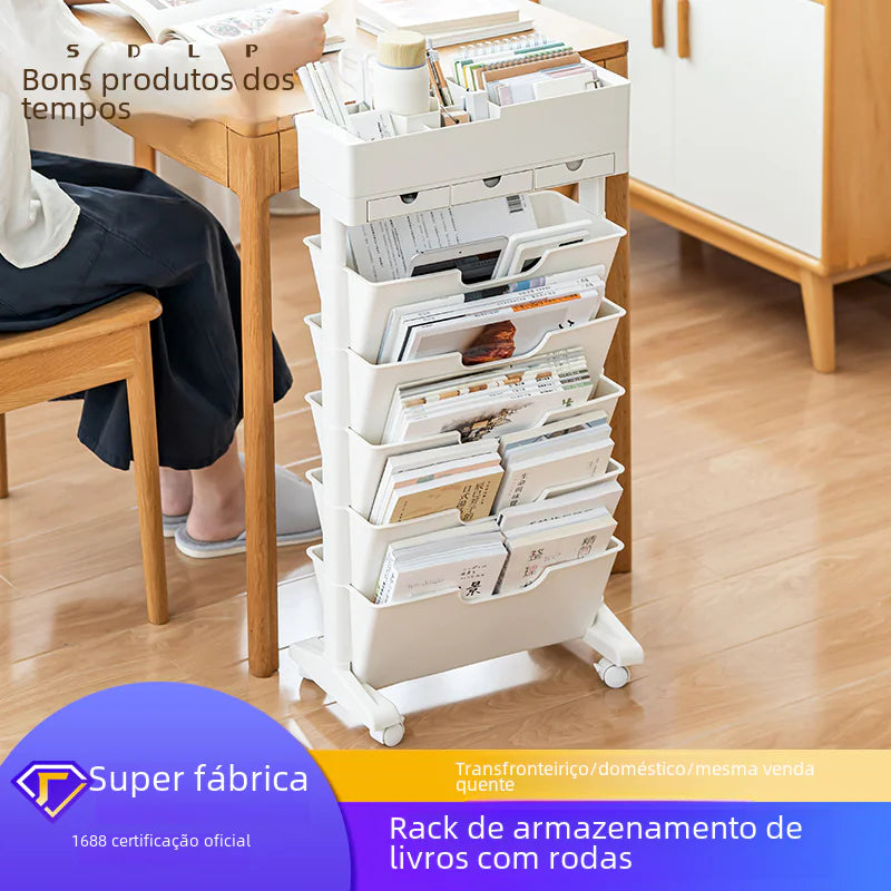 Mobile Plastic Desk Edge Bookshelf and Organizer